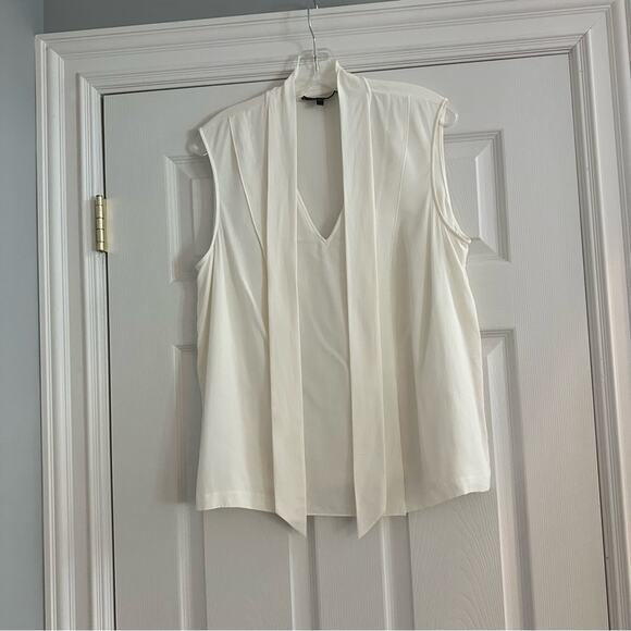 St. John Bow-tie Silk Sleeveless Blouse Shirt Top Quiet Luxury Designer LARGE - Picture 4 of 12